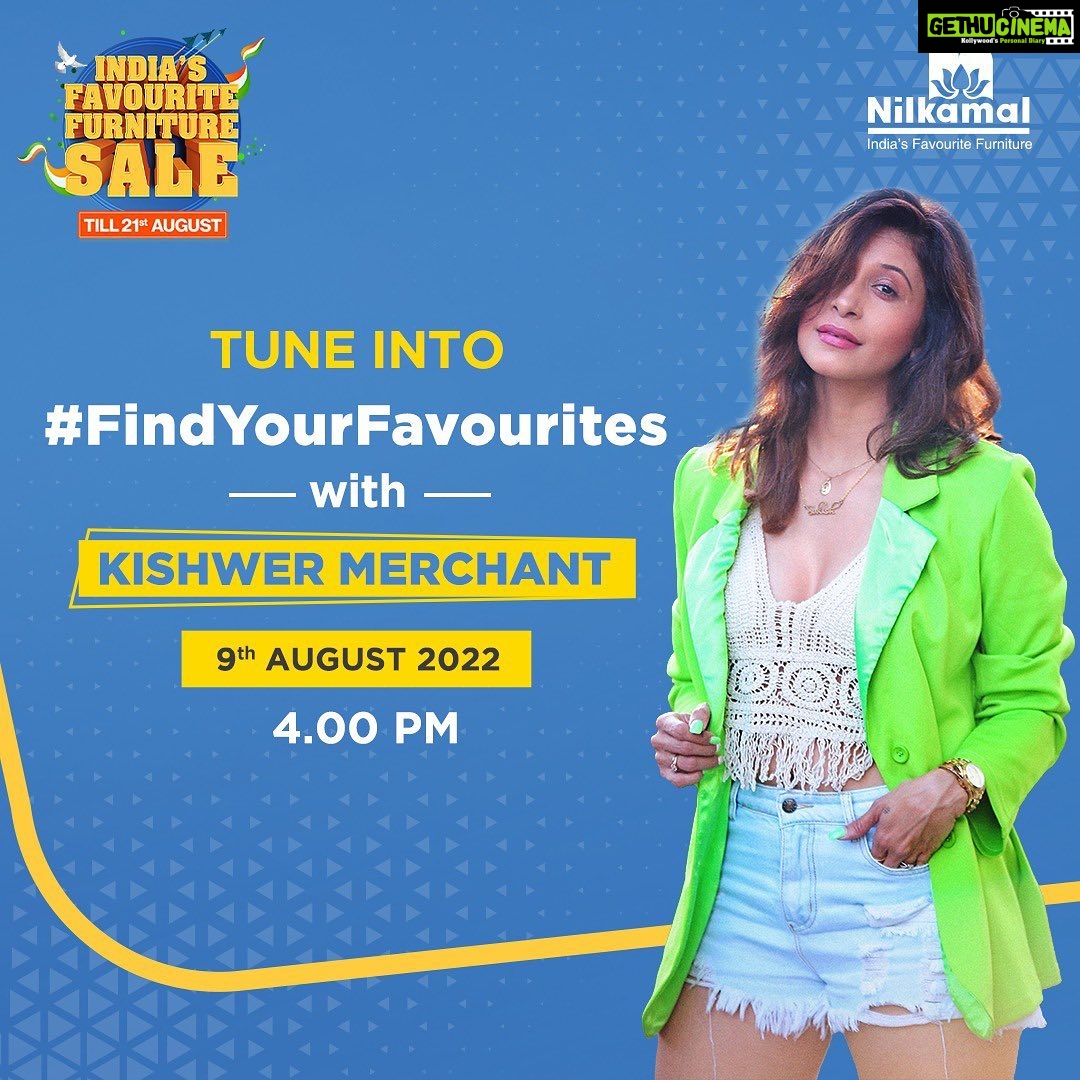 Kishwer Merchant Instagram - Join me in exploring @nilkamal_ltd furniture and India's Favourite Furniture Sale LIVE! Yes I'm going live at 4 pm and hope to see you all there!