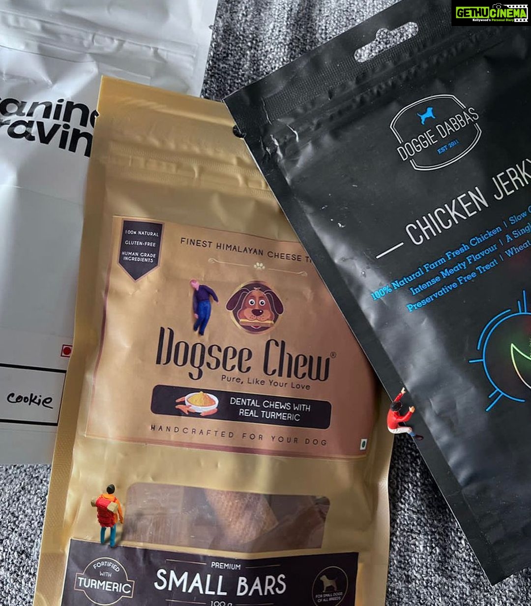 Kishwer Merchant Instagram - Shopping for @batuknathrai and @pablosexxobarr fave treats from @doggiedabbas , @dogseechew , @caninecraving and playing with them tugs from @forthelove_of_dog is as easy (and tempting) as giving them belly rubs. 🥰 Whether it’s pet food or grooming, Minis on Swiggy houses so many more brands in the miniverse that it’s a wonder I’ve been able to get any work done this week. Someone stop me from buying 7 types of treats for them please! 🐶❤️ Go explore the super fun miniverse for your pets, buy directly from independent brands, track your orders seamlessly and pay securely, in one place at @minisonswiggy . #entertheminiverse