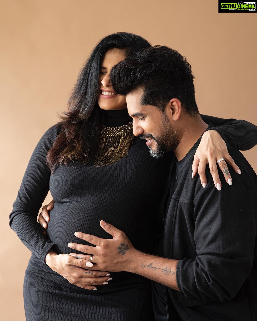 Kishwer Merchant Instagram - 9 months after and before 😁 Happy 9 my Love ❤️ @nirvair.rai @suyyashrai