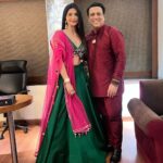 Kriti verma Instagram - The most awaited pics since I was approached for the last night’s Mega Event. Wonderful meeting @govinda_herono1 ji and having such meaningful conversations.. You are truly #herono1 ❤️ And the best part was I was accompanied by my mata Rani 🙏🏻 @kanchan6155 😘 Outfit - @coutureisabis 🔥 . . . . . #kriti #govinda #actor #superstar #bollywood #actorslife #eventdiaries #megastar #dream #lehanga #navratri #eventdiaries #jaimatadi🙏🏻