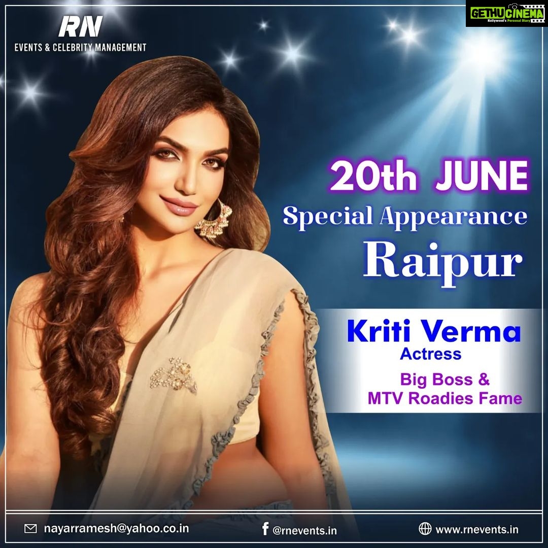 Kriti verma Instagram - See you all tonight, Raipur❤️❤️🔥🔥 . . . . . #Event #raipur #chhatisgarh #kriti #kritiverma #eventdiaries #specialappearance #dance #stageshows #jaimatadi🙏 🧿 Raipur - Capital of Chhattisgarh