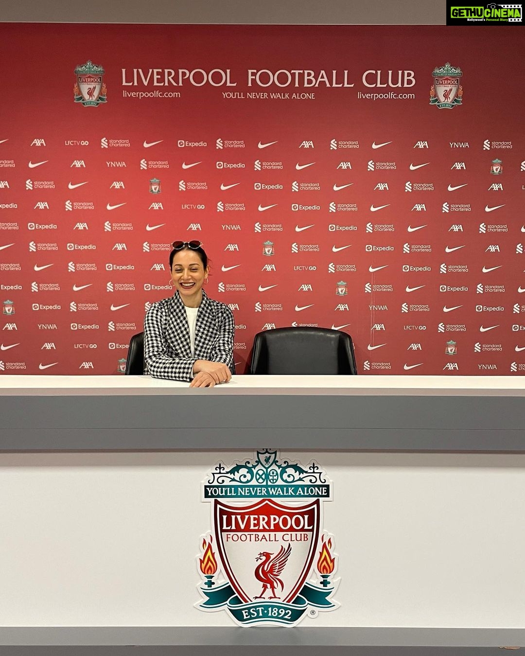 Madhurima Roy Instagram - Live from Anfield❤️ .. A day I dreamt of, joked with my friends, about being there someday, right there with my favourite team playing, soaking in that atmosphere, the dressing room, everything about it, was so magical. I still can’t believe I made it here. This is Anfield, and “You’ll never walk alone” A match to be witnessed live slowly but surely 🤞 Bucket list. Check ✅ Continuing to dream 💭 ❤️ .. #ynwa #liverpoolfc #fangirling Anfield, Liverpool