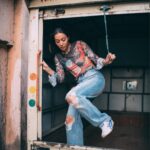 Madhurima Roy Instagram - Up tempo ⬆️ .. Quite literally .. Creative direction & photography @bharat_rawail Styling @henna.akhtar & I .. #potraits #streetstyle #rusted #photoshoot