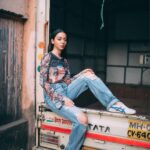 Madhurima Roy Instagram - Up tempo ⬆️ .. Quite literally .. Creative direction & photography @bharat_rawail Styling @henna.akhtar & I .. #potraits #streetstyle #rusted #photoshoot