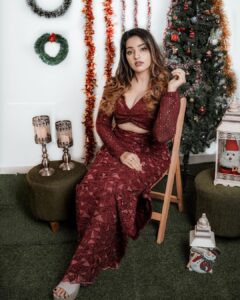 Malavika Menon Instagram - Merry Christmas loves🎅🎁✨
Wearing @fingerprinz_bridal_hub
Capture @jishnumurali_ 
MAKEUP : @_arya_jithins_makeover
Hair : @makeovers_by_anjaly