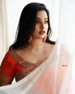 Malavika Menon Instagram - My love for this timeless beauty is never ending 😍❤️🧡 @yla_designs @_sanaah._ @rijil_kl #saree #elegance #sixyards