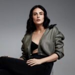 Mandana Karimi Instagram - #Repost @rockystarofficial with @make_repost ・・・ Signature rock ‘n’ roll bomber jacket from our latest collection is finished with silver metallic sheen. A versatile and a comforting piece. . . @mandanakarimi for Rocky Star 2020/21 Photographer- @madetart Stylist- @varuneshpal MUA- @kirandenzongpa Discover our collections on rockystarworld.com #Rockystar #newcollection #rockystarworld मुंबई Mumbai