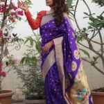 Mayuri Deshmukh Instagram - 💜💜💜 Saree @tanishqpaithani 📸 @__shivanisurve__ HMU @snehal_makeover
