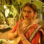 Megha Dhade Instagram - All the lights of the world cannot be compared even to a ray of the inner light of the self. Merge yourself in this light and enjoy the festival of lights. #HappyDiwali #Diwali2020 ✨🙏🏻 Necklace and Earrings by- @nevya_collection Designer Choli By @adirush_arts