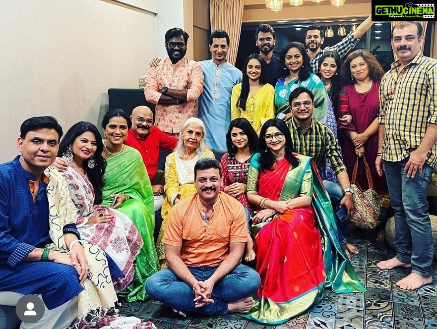 Megha Dhade Instagram - Met the very warm,kind and lovely @sandiipsikcand, the beautiful @neenakulkarni , Graceful Veena Sikcand , my partner in crime @sharmishtharaut ,Team ABOLI And the Superrrr cute Gucci Sikcand who was the star of the evening.💗 Ganapati Bappa Morya 🌺