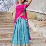 Meghana Lokesh Instagram - I feel delightful every time I’m styled in a half saree,thanks for this beautiful one ☺️ Outfit : @pari.designers_ 📸 : @paulino_pictures