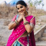 Meghana Lokesh Instagram - I feel delightful every time I’m styled in a half saree,thanks for this beautiful one ☺️ Outfit : @pari.designers_ 📸 : @paulino_pictures