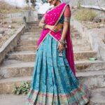 Meghana Lokesh Instagram - I feel delightful every time I’m styled in a half saree,thanks for this beautiful one ☺️ Outfit : @pari.designers_ 📸 : @paulino_pictures