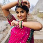 Meghana Lokesh Instagram - I feel delightful every time I’m styled in a half saree,thanks for this beautiful one ☺️ Outfit : @pari.designers_ 📸 : @paulino_pictures