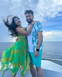 Meghana Lokesh Instagram - And here’s to living many more sweet moments like these with you🥂❤️ 
Thanks for bearing me for 3 years now, there’s just a lifetime more 🥰🤩😬 @swaroop_bharadwaj 
#happyanniversary #to #us #love #live #laugh #happiness #together #togetherforever