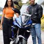 Mugdha Chaphekar Instagram - Travelling in a car is like watching a movie Riding a superbike is like starring in it🏍❤️❤️ So we got this beautiful beast home 😍🤩🧿 #triumphtiger #love #adventure #superbike #fun #RaDha Thank you @vashu_jain_ for this video 🙌