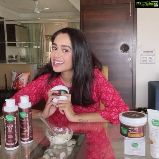 Mugdha Chaphekar Instagram - Toss away your haircare worries with the goodness of Ayurveda on the days that require an endless amount of styling. When you step out in the sun & pollution, make sure you give your hair the Ayurvedic care of @mothersparsh Intense Hair Treatment Kit! Made with superior Ayurvedic herbs Dashmool Hair Lep is brimming with benefits for your hair including reducing hair fall & early graying and deeply conditioning the scalp with lasting nourishment. Their Intensive Hair Remedy Kit is an Ayurvedic that is prepared with potent herbs and oils including their 30 Herbs Hair Oil, Jabapushp Hair Cleanser & Conditioner to complete your luxurious hair care ritual with Ayurvedic benefits that linger on. Use MY COUPON CODE - MUGDHA20 TO AVAIL EXTRA 20% OFF on Mother Sparsh website! . . #love #mugdhachaphekar #goodhairday #collaboration #mothersparsh #nature