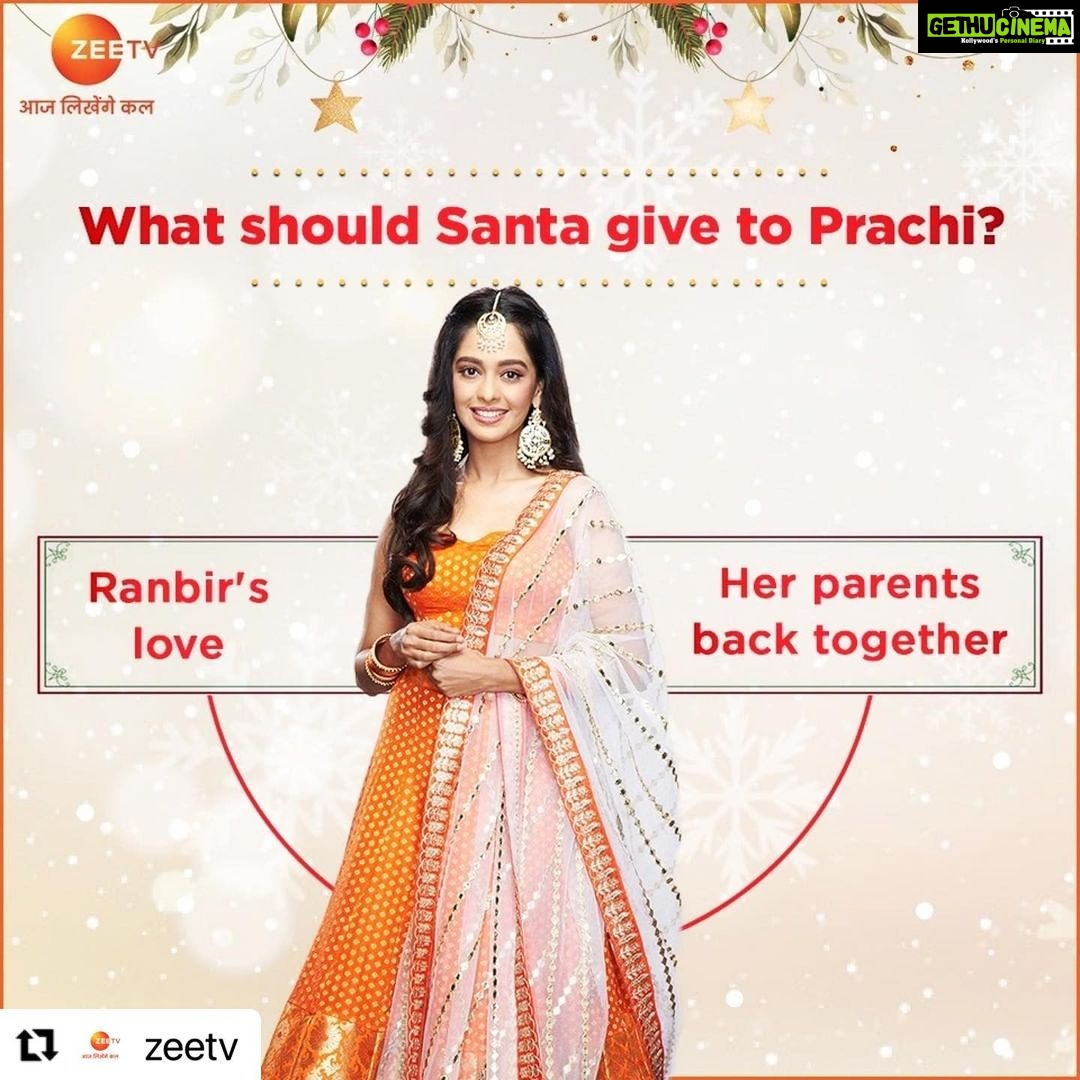 Mugdha Chaphekar Instagram - What do you think Santa will get Prachi? #merrychristmas #love #Repost @zeetv with @make_repost ・・・ #Prachi ko dono ki hi zaroorat hai, par Santa se usse pehle kya milne waala hai? Comments mein dijiye apna jawaab aur dekhiye #KumkumBhagya, Mon-Fri, raat 9 baje, sirf #ZeeTV par. #Abhigya #Pranbir #MerryChristmas Dekho Kahin Bhi Kabhi Bhi Zee5 App Par. @mugdha.chaphekar