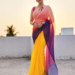 Nanditha Jennifer Instagram – summer glow 
.
.
Beautiful Saree by @sheelai_designs 
Polymer clay Jewellry @abbis_trending_collection 
.
.
#blessed #beautiful #love #cute #yellow #purple #pink #peach #violet #colorful #saree #blouse #actress #jenniferr252 #instagram #instagood #instadaily #sunset #jewellery #polymerclay #pearl #pictureoftheday #likeforlikes #cinema #thankyou #jesus #vijaytv fashionblogger
