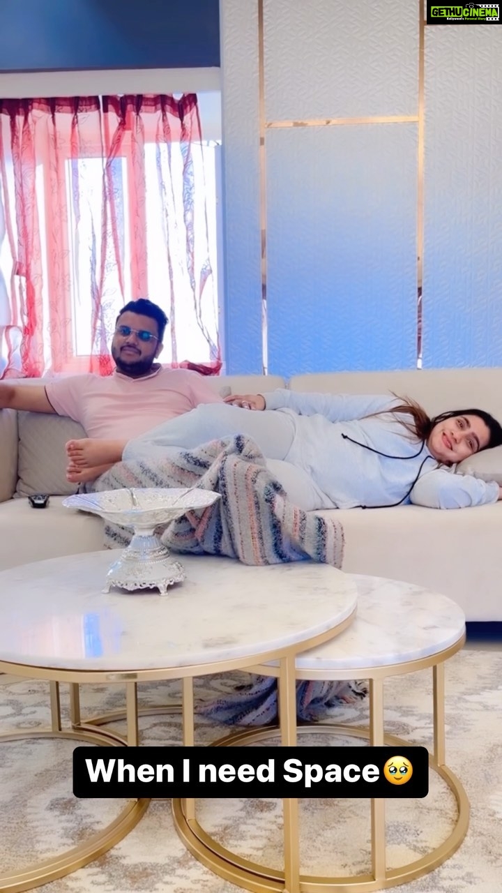 Neha Marda Instagram - Ask a preggy mommy how much space she neeeds 😂 @aayushman9 . . . #nehamarda #pregnant #pregnancy #preggo #preggers #preggolife #preggobelly #husbandandwife