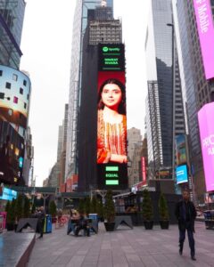 Nimrat Khaira Instagram - Grateful!
Featuring on the Billboard at Times Square. 
It's an honor to be Spotify Equal Ambassador this month.

@spotifyindia 🌸