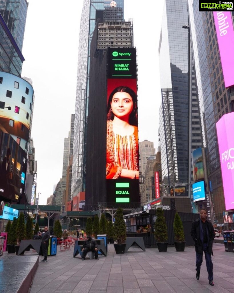 Nimrat Khaira Instagram - Grateful! Featuring on the Billboard at Times Square. It's an honor to be Spotify Equal Ambassador this month. @spotifyindia 🌸