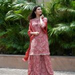 Nimrat Khaira Instagram - Saunkan Saunkne 13 May ❤️ Outfit by @rekhabydeepaknagrani Earrings by @curiocottagejewelry Stylist @d_devraj Style team @stylebyayesha @aestheticstyles.by.yashasvi photography @daasmediaworks