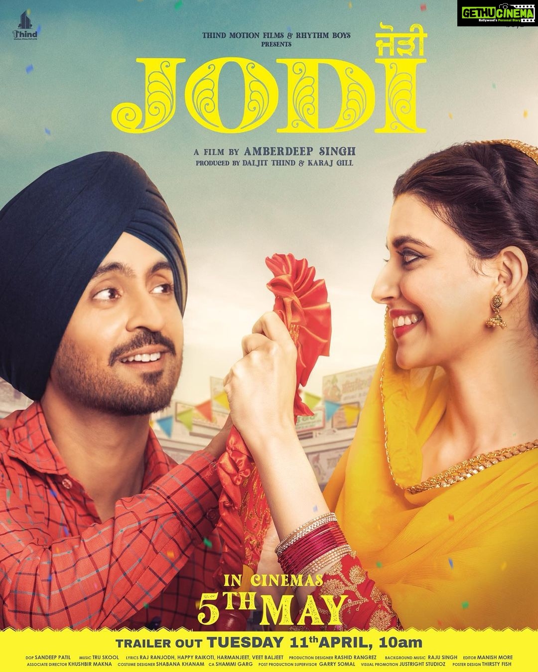 Nimrat Khaira Instagram - TRAILER releasing on 11th APRIL at 10AM.. Get ready to embark on the beautiful journey of love #JODI worldwide release on 5 May ❤️ @amberdeepsingh @diljitdosanjh @amrindergill @truskooluk #DaljitThind @karajgill @thindmotionfilms @rhythmboyzentertainment @sandy24fps @khushbirmakna #nimratkhaira