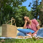 Nimrit Kaur Ahluwalia Instagram - ensuring my dose of Vitamin-D ☀️🍓🍍🍐🍂 // wearing my mumma’s wardrobe 👀 📸: @amitrajput_mua #midshootlunches #doseofsunshine #fruitellaepisodes #nimritahluwalia