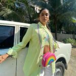 Nimrit Kaur Ahluwalia Instagram – // farting rainbows 🌈 🦄 
📷: @mesmahirising 
#rainbowpop 
#popcolors 
#nimritahluwalia