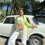 Nimrit Kaur Ahluwalia Instagram – // farting rainbows 🌈 🦄 
📷: @mesmahirising 
#rainbowpop 
#popcolors 
#nimritahluwalia