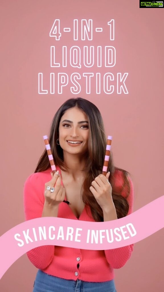 Palak Tiwari Instagram - Solving all of your lipstick problems with the one and only SuperStack! 💓🍡⚡ The 4 shades in 1 liquid lipstick that’s smooth, smudge-proof and non-drying! 🌈 Have you gotten yours yet? 🤩   #palakxgush #palaktiwarixgushbeauty #cleabeauty #superglowdess #superstack #lipstick