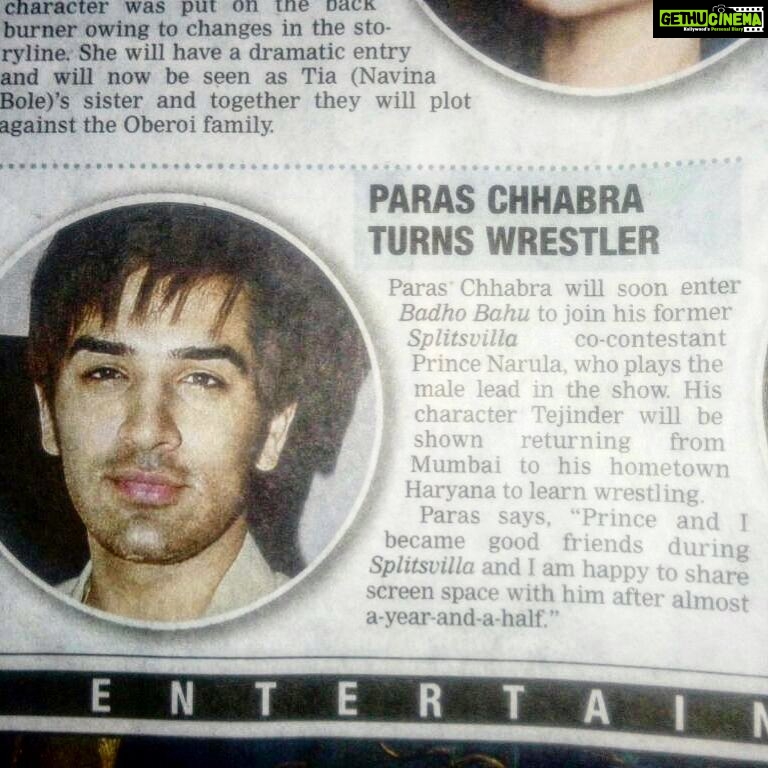 Paras Chhabra Instagram - Officially announced by Bombay Times... watch me in Bado Bahu on &tv... stay tuned ππ #badobahu #&tv #teji #tejinder #crajee #timetorise #celebrity #thankyougod #harekrishna #radheradhe Madh (mud) island