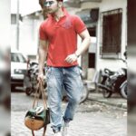 Paras Chhabra Instagram - Red polo tee from @brooklynandridge And my favourite duffle bag from @laglitss 😍😎