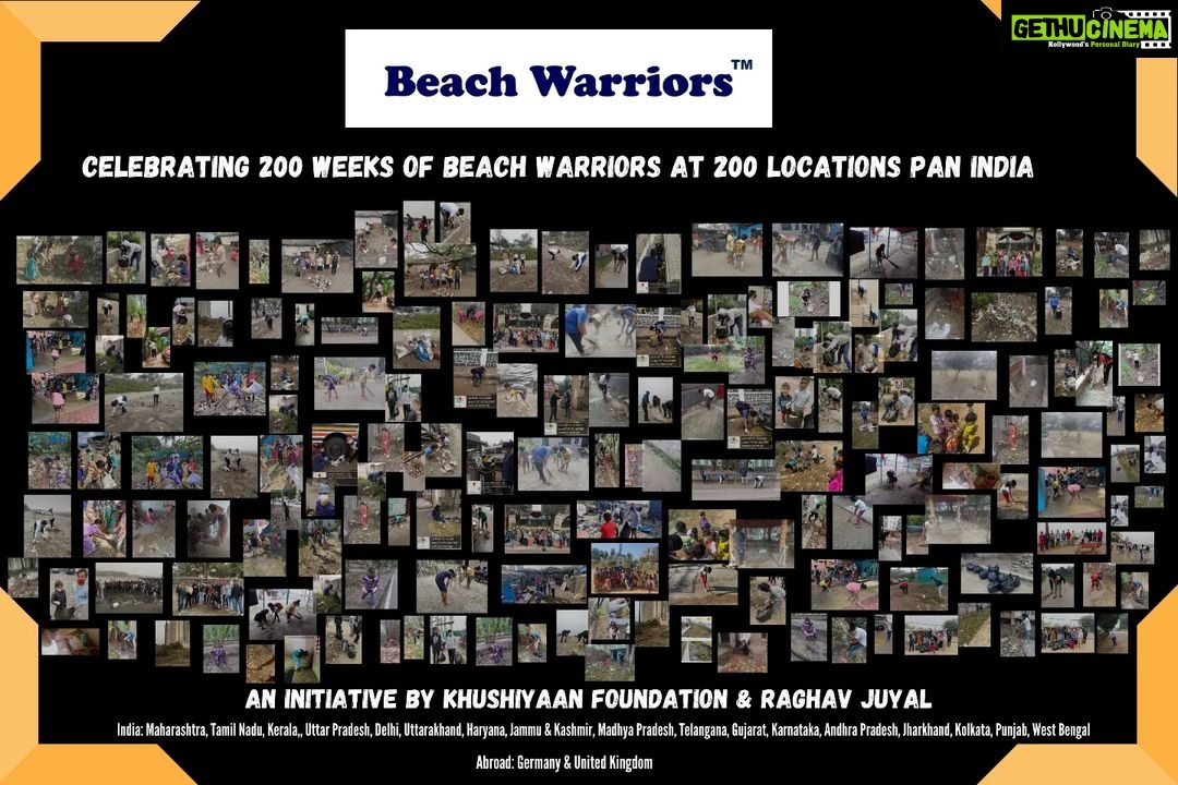 Raghav Juyal Instagram - 200 is not just a number Today, as 1000s of warriors across India, Germany & UK came together & celebrated 200 Weeks Of @beachwarriorsindia by Cleaning 200 different locations in just 2 hrs. We are thankful to each one of you for believing in us 💚 Sharing the glimpse of Today.