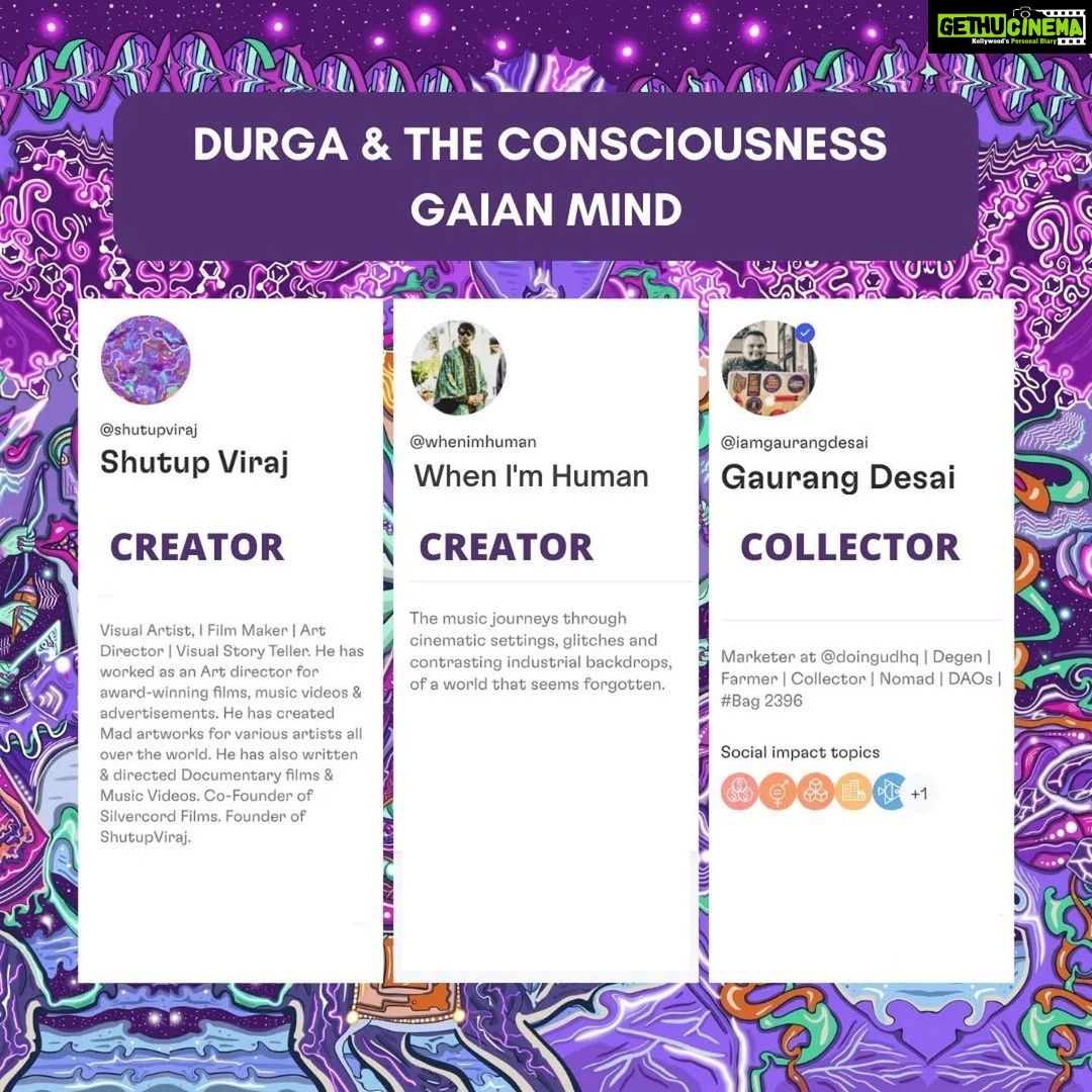 Raghav Juyal Instagram - #Repost @shutupviraj ・・・ DURGA & The Consciousness | Gaian Mind | NFT Artwork- @shutupviraj Music- @when_im_human_ Platform- @doingudhq This crazy collaboration with my man! @when_im_human_ is bought by @iamgaurangdesai on this new & beautiful platform @doingudhq A platform dedicated to empower meaningful creation. COLLECTOR | @iamgaurangdesai A Crypto & NFT Veteran, NFT collector & a Digital Nomad, has been mentoring & empowering artists worldwide. Thanks to him & his vision that a lot of artists are feeling confident & free about their Art. We both got over a call when Gaurang was in Bir, Himachal Pradesh and he loved one of my Artwork which he even collected. Eventually we met again at @nftkochi thanks to @_laz007 And spent a great night talking NFTs And here we are with another milestone. Minting & buying on @doingudhq ARTIST | @when_im_human_ My Man & I go long back! Cheers to the person who's filled my life with music & dreams. From jamming in rooms to playing gigs on stage to creating our first music video to minting his first NFT! This has been a beautiful journey, many more to come.