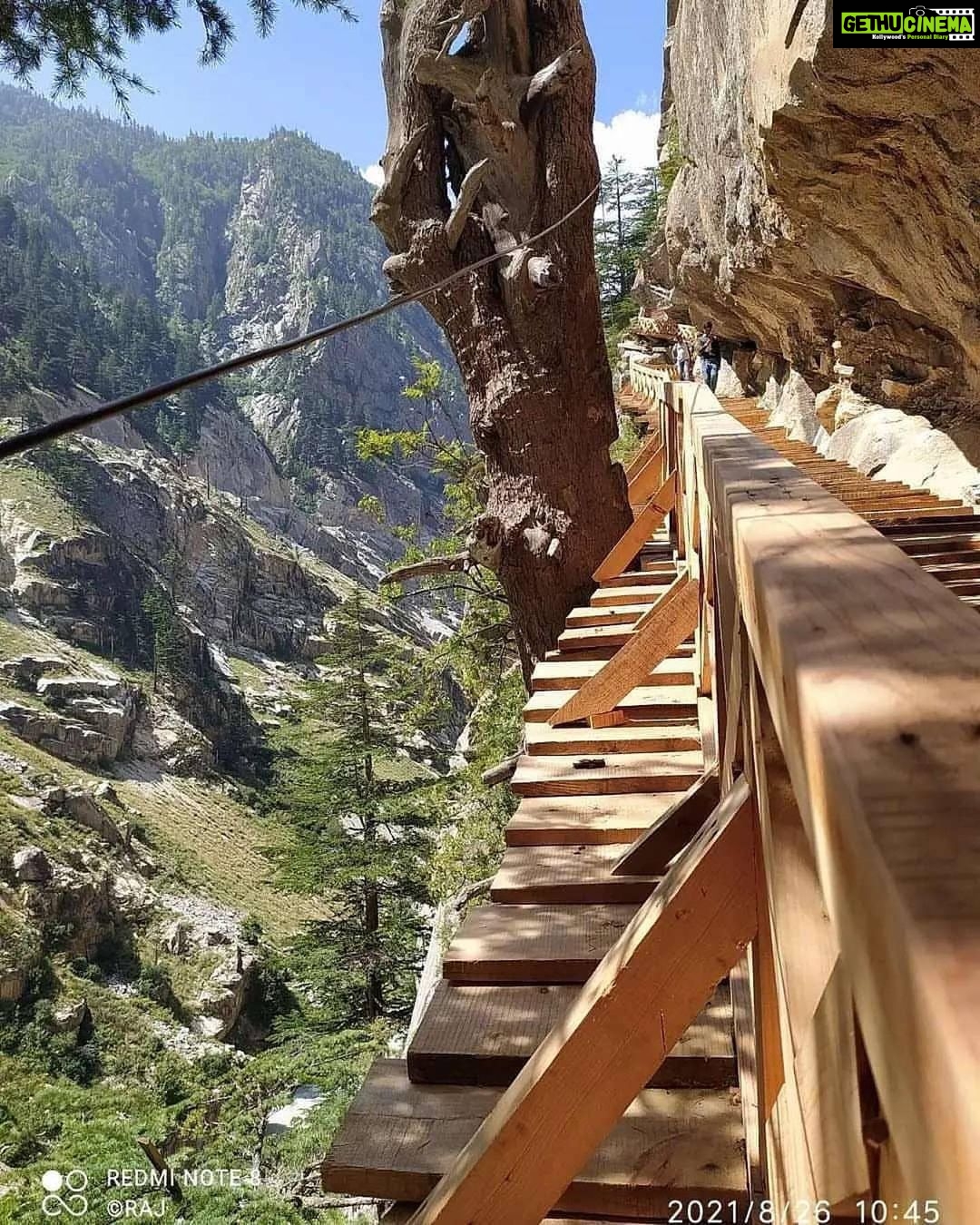 Raghav Juyal Instagram - #Repost @uttarakhanddham ・・・ Gartang Gali 📍 📸Credit @trek_with_rajsidd This wooden bridge was the trade route between India and Tibet is open for tourists and for trek. उत्तराखंड के सीमांत जनपद उत्तरकाशी की भैरोंघाटी के समीप गर्तांग गली में खड़ी चट्टानों को काटकर लकड़ी से निर्मित सीढ़ीदार ट्रेक बनाया गया है। उत्तराखंड में भारत-तिब्बत के बीच व्यापारिक रिश्तों की गवाह ऐतिहासिक गर्तांग गली पर्यटकों के लिए खुल गई है।हाल में इस ट्रेक का जीर्णोद्धार कर 136 मीटर लंबे व 1.8 मीटर चौड़े लकड़ी से निर्मित सीढ़ीदार ट्रेक तैयार किया गया है, जिसे पर्यटकों के लिए खोल दिया गया है। पर्यटकों व ट्रेक की सुरक्षा के लिए एक बार में अधिकतम 10 लोग ही जा सकेंगे @trek_with_rajsidd Follow @uttarakhanddham #uttarakhanddham . . . . . . . . #uttarakhanddevdarshan #gartanggali #gartanggalitrek #trek #woodenbridge #oldtraderoute #uttarakhanddestination #uttrakhandtourism #uttrakhand #dekhoapnadesh #harsil #bagori #trekking #adventure #nature