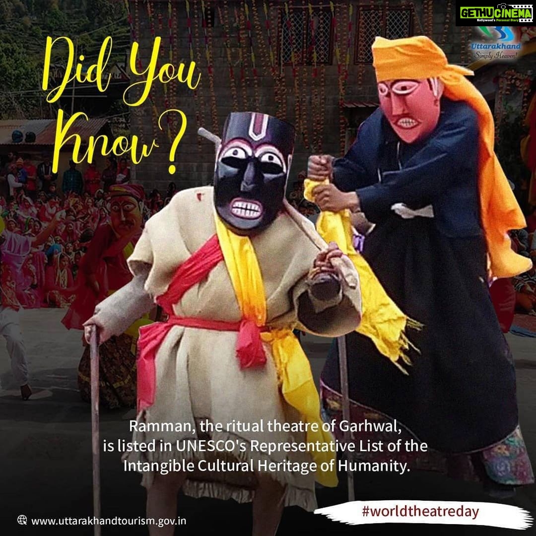 Raghav Juyal Instagram - #Repost @uttarakhand_tourismofficial ・・・ Ramman is a mixture of oral, literary, visual, kinetic and traditional craft forms. It is an annual affair that children learn by watching. It involves various skills such as dance, singing and drumming that have been passed down across hereditary communities orally. The World Theatre Day (March 27) is an opportunity to spread the importance of our traditional dramatic art forms unique to Uttarakhand. #uttarakhandtourism #worldtheatreday #exploreuttarakhand #art #artists #artforms #drama #singing #dekhoapnadesh #theatre #mountains #mountainscape #mountainlife #mountainlovers #culture #culturetrip #traditional