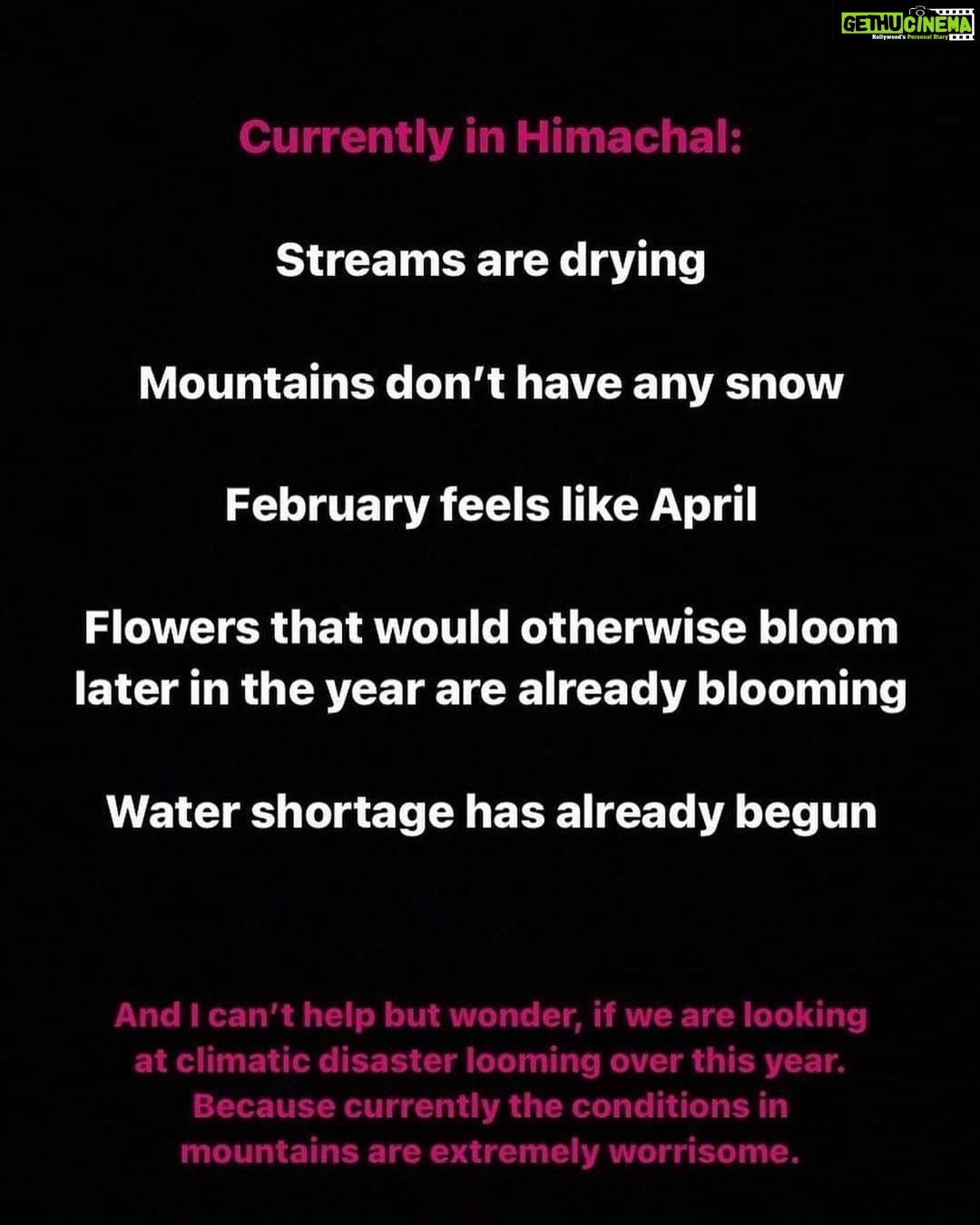Raghav Juyal Instagram - The situation is bad, and we need to talk about it. The climate change is here and it’s very much real, because of it the mountain communities are suffering, forest fires are raging, temperatures are increasing, we are looking at water shortage and power cuts in coming months. And there have been a few isolated snowfalls, which people is putting in their stories and reels, making everyone else feel that situation is normal in the mountains. But it is not. So please, between reels and stories, let’s talk about the real situation as well. Let’s atleast talk about it, prompting everyone to read about the situation in the mountains. So everyone can learn that global warming is global, and what we do in our cities and countries is affecting the Himalayas, and it won’t be long before we might see huge climatic disasters in these regions. . . . Please share this across🙏❤ . . Via ~ @abhiandnow Follow : @hum_hai_uttarakhandi . . . #climatechange #climatecrisis #climatechangeisreal #climateaction #climateemergency #climatestrike #climatechangeawareness #hum_hai_uttarakhandi #climateactionnow #climatebreakdown #uttarakhand #himachal