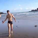 Raghav Juyal Instagram - It was cold ,almost 0 degree and I can’t skip the ocean without taking a dip in it , I love to take baths in rivers , lakes , and oceans and water falls , it’s cleanses me , I have this shauk since my childhood , I loved to visit all@the canals and rivers and streams in Dehradun and around , 😊 England