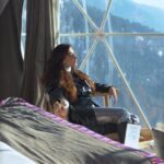 Reyhna Malhotra Instagram - Glamarous camping vibes at @glampeco with @iam_reyhna . Tag someone who would like to enjoy tea while watching the valley from @glampeco. . . . #manali #glamping #himachal #viralreels #snowview Manali, Himachal Pradesh
