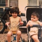 Reyhna Malhotra Instagram – Magic💫💫💫💫💫🌈
We are called shippo Manu by my parents and that tricycle was my Ferrari 😂😅 and my sis was always lazy to walk or run so she had a crib till the time she could fit in there🤣
My dads coolest bike yezdi and whenever I would hear it I would climb on the sofa and yell it to the world
Humare daddy aagey 😂zindabad 😂😂
God this memory lane is so sweet 💝 
#lockdown