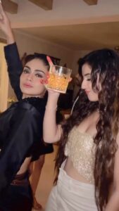 Riya Sharma Instagram - Gucci ganggg ⚡️⚡️
@nidhibhavsar_official @sreejita_de @mallaikaa07
🥂 to the best hosts ever!!! @shekhusuman @adhyayansuman @alkaline_namyo @mallaikaa07
So grateful 🤍🤍🧿
P.s. - @adhyayansuman I seriously have no idea where you were while we were taking pictures 😄😄
Hair by:- @priya_malhotra4
#bigboss16 #styledbyme #styledbyriri
