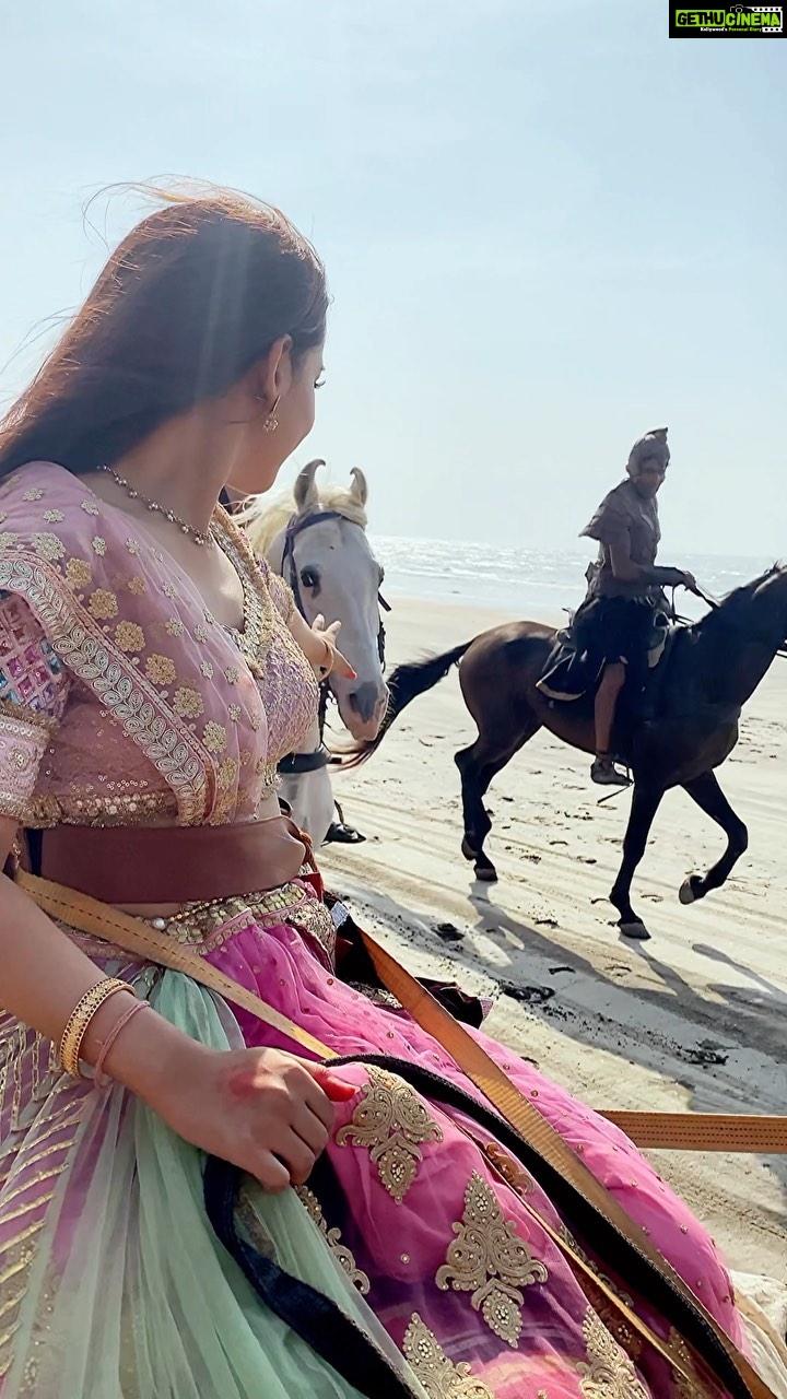 Riya Sharma Instagram - Spirit lead me where my trust is without borders Let me walk upon the waters Wherever You would call me Take me deeper than my feet could ever wander And my faith will be made stronger I will call upon Your Name Keep my eyes above the waves My soul will rest in Your embrace “I AM YOURS, AND YOU ARE MINE”. ✨ #reels #reelsinstagram #ocean #vibe #peace #horses #hair #reelitfeelit #trending #trendingreels #trendingaudio #spiritleadme Bhuigaon Beach