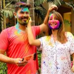 Rochelle Rao Instagram - Didn't actually have a plan today but we just couldn't resist the sounds of #holimasti coming from our garden after 2years! Ended up joining the fun in our building & having a yummy #holilunch as well! Kulfi was the best way to end the party in this crazy heatwave we have been having! Hope you had a #happyholi everyone wishing u #loveandlight #summerscomeearly #happyholi #kero #couplegoals