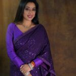 Rupali Ganguly Instagram - No better OOTD than six yards of sheer elegance 💜 Styled By :- @nehaadhvikmahajan Saree :- @neerusindia 📸 @sadaf.nkhan #weekend #purple #fashion #sareelove #purplepassion #sareelove #shimmer #rupaliganguly #anupamaa #instagood #friday #blessed #gratitude #jaimatadi #jaimahakal jewelry: @allthatglitters.jewellery