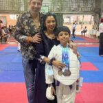 Rupali Ganguly Instagram - I m a super proud Mommy 😍😍😍 THU THU THU 🧿🧿🧿 What was important was not that he won three medals in all the three events at the Shotokan karate tournament but the fact that despite unbearable stomach pain, when we insisted on taking him to the hospital he refused and stayed back for the fight !! And yes the family came to cheer the little fighter. ❤️ Thank u Ridhesh for being such a fantastic teacher 🙏🏻 @ashwinkverma @gangulirajani @reetanirmalroy @rachnadrishtimanthan