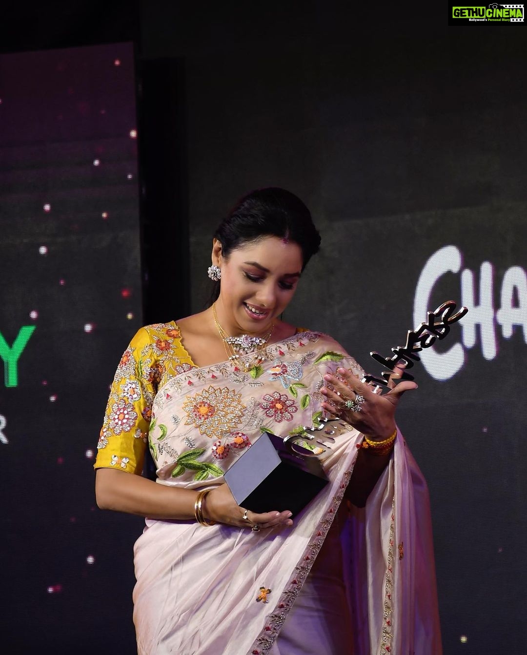 Rupali Ganguly Instagram - Compassionate Changemaker of the year …. This one is rather special and its one I can not accept without thanking my producer for bringing Anupamaa into my life…Rajan Shahi! I wanted to be an actor, become famous because I dreamt for a platform to speak for the voiceless innocent souls..raise a voice against animal cruelty… have the means to help my fellow animal lovers … Not only has Anupamaa given me this standing but thanks to Rajanji ( no producer till date I have seen has cared about his unit or the stray fur babies as much )we have 15 doggie bachchas whose home is our sets, where they live comfortably and all their necessities are taken care of with so much love! An entire unit of more than 100 people love them! Thanks to Anupamaa today I have a strong digital family too who support this cause that I so believe in!! And then of course I’d like to thank my husband, who’s kindness wins my heart everyday …My son, my Rudransh who takes after his mommy in serving the voiceless …This achievement wouldn’t have been possible without my boys. This trophy shall glitter the most because the love comes from our hearts to help. Thank you, I bow down in gratitude! . . @ashwinkverma @rajan.shahi.543 @directorskutproduction @starplus @ottplayapp @hindustantimes Stylist- @roshni0819 Outfit- @isliebypriyajain Jewellery- @zemafinejewellery @vblitzcommunications Media Relations/PR Agency- @brandnbuzz . . #changemakers #ottplay #awardseason #anupamaa #rupaliganguly #actor #blessed #gratitude #jaimahakal #jaimatadi
