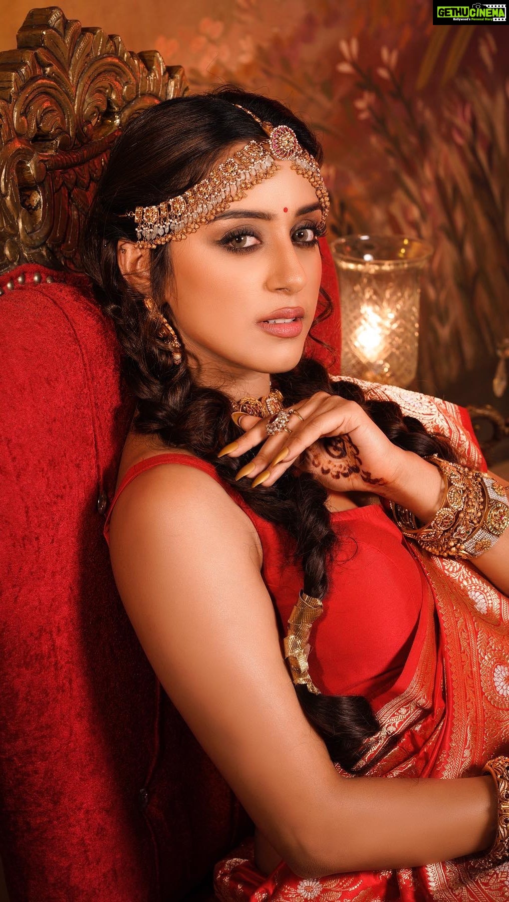 Sargun Kaur Luthra Instagram - NAVRATRI:- DAY 2 featuring @sargun_kaur.luthra as the Modern Indian Goddess where she represents the color RED♥️ . Shoot Concept & Designed By:- @nehaadhvikmahajan @bridalsbynam . 💄MUA , Hair & Styling :- @nehaadhvikmahajan . 🥻Saree :- @kankatala_ . 💍Jewelery :- @pooja_diamond . Makeup :- @maybelline . Managed By :- @allboutcommunication . 🎥:- @abhay_r_kirti #sargunkaurluthra #makeup #ootd #nehaadhvikmahajan #makeupbyme💄 #nammakeovers #bride #to #be #bridal #look #bridalmakeupartist #destinationweddingmakeupartist #weddingmakeup #hair #hairstyling #nammakeovers #bollywood #television #makeupartist #mumbai #traveller #all #over #the #globe