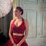 Sauraseni Maitra Instagram - Colour me red ❣️ #bts #red #couture #bridal #retro